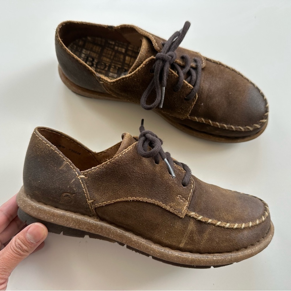 Born Thyra Rust Lace Up Moccasin Casual Shoe Suede Size 6